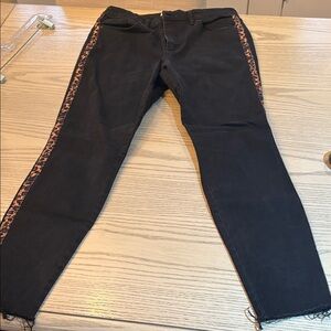 Jessica Simpson Black Jeans with Leopard Print Trim